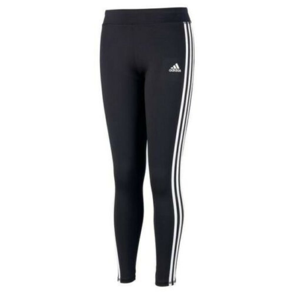 Adidas Youth Girls 3 Stripes Black Athletic Tights